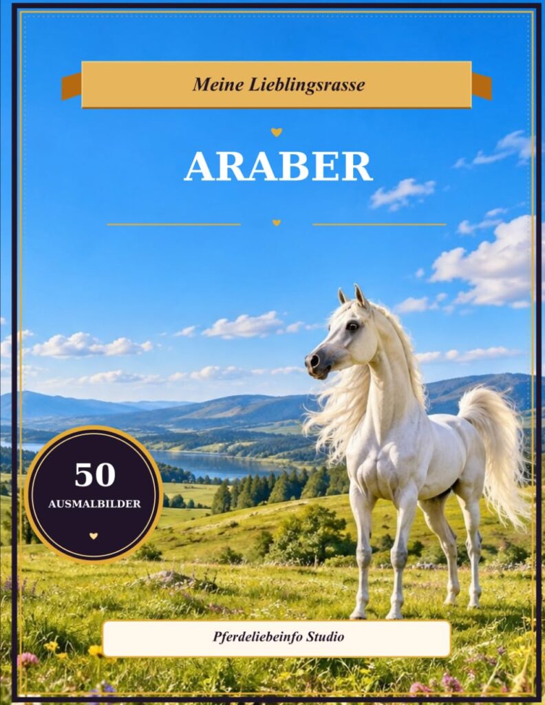 Araber Ausmalbuch mit weißem Araberpferd auf dem Cover