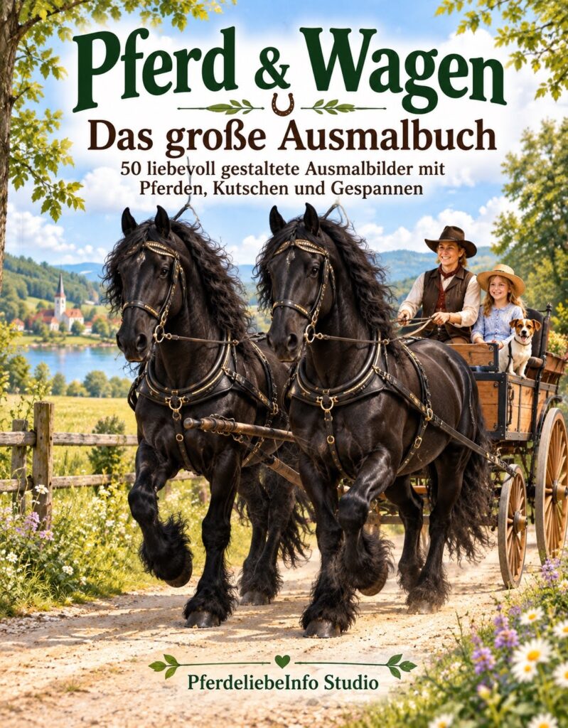 r Pferd & Wagen – Das große Ausmalbuch mit zwei Pferden vor einem Wagen
